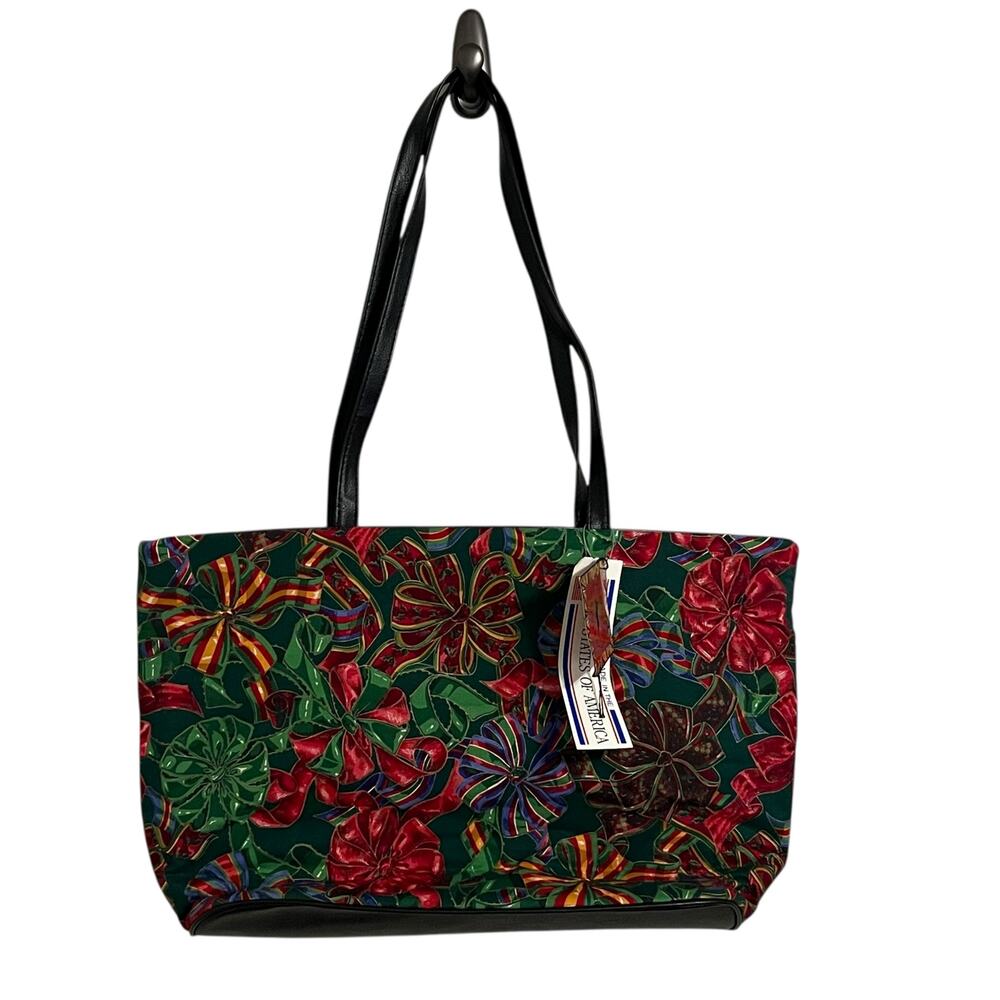 Saddle River Christmas Bow Zip Close Tote Bag